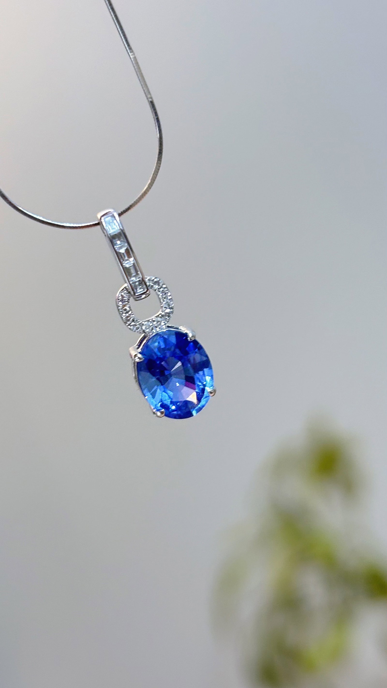 14k Gold 1.51 Ct Natural Sapphire & Diamond Pendant( Without Chain ) - 5
