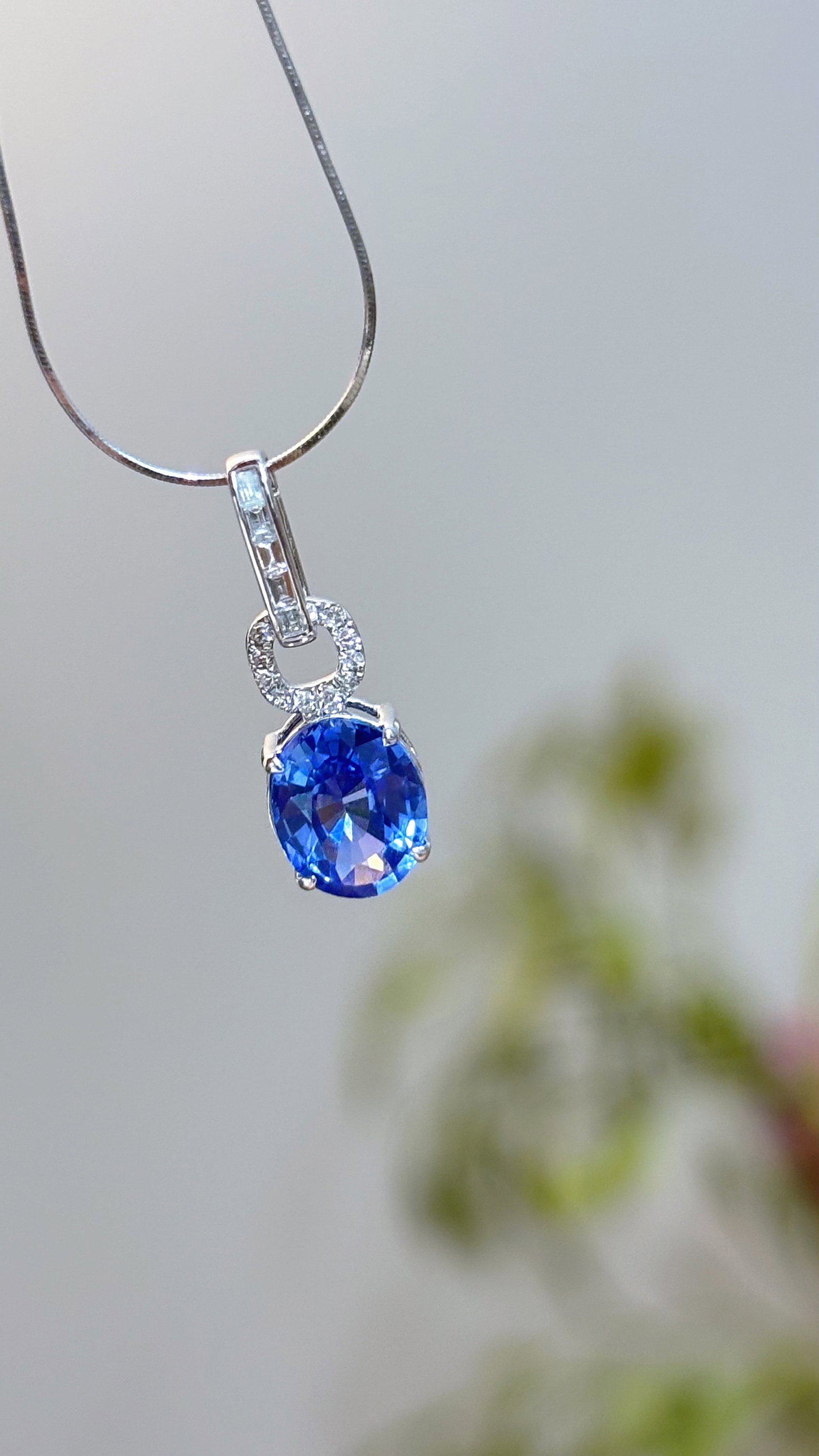14k Gold 1.51 Ct Natural Sapphire & Diamond Pendant( Without Chain ) - 6