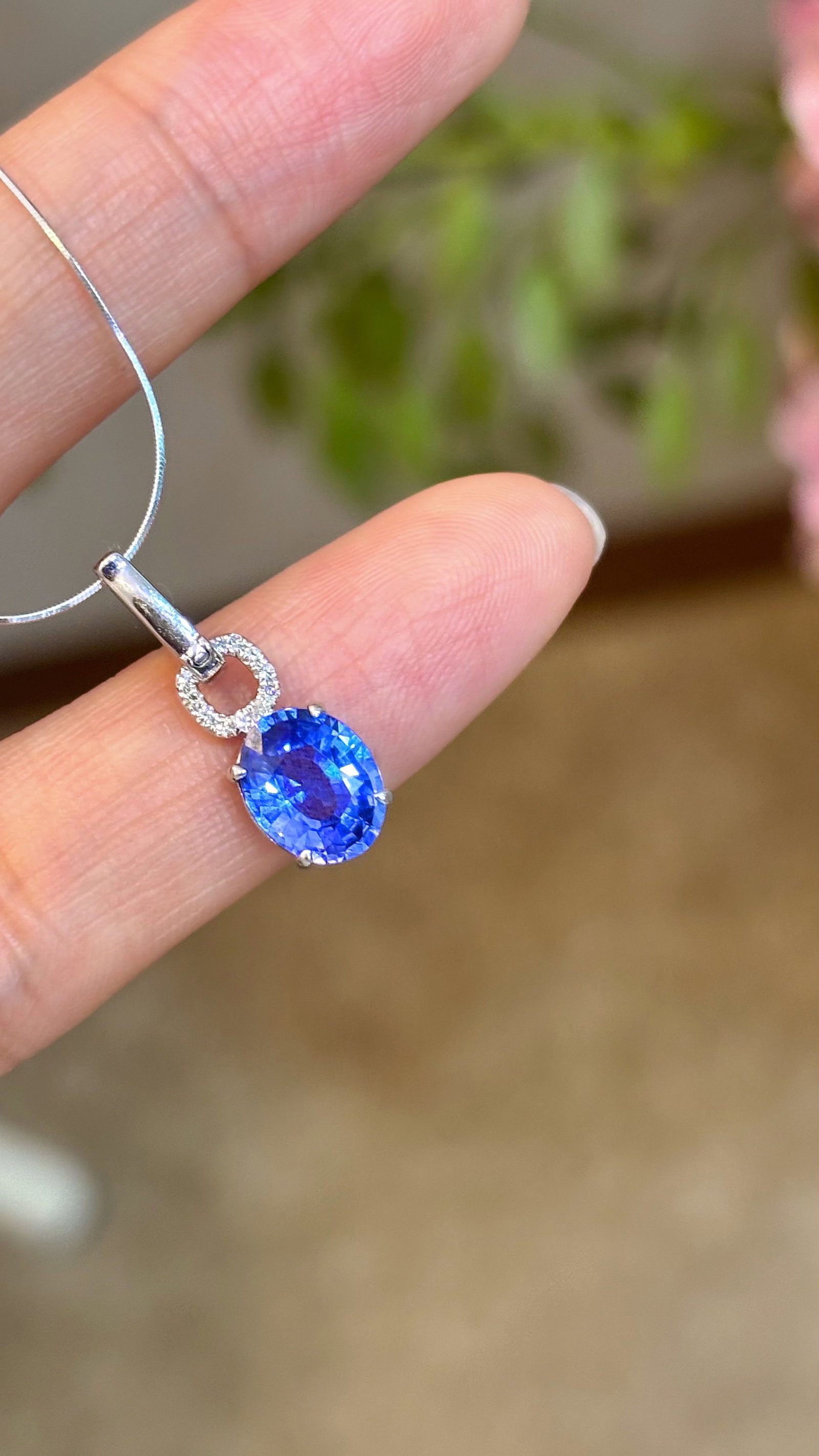 14k Gold 1.51 Ct Natural Sapphire & Diamond Pendant( Without Chain ) - 7