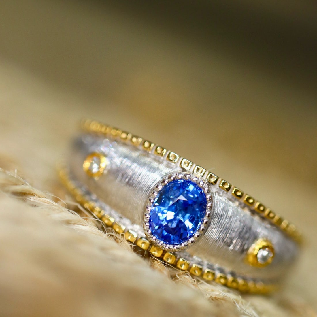 14k Gold 0.47 Ctw Natural Sapphire & Diamond Ring: Ref:231029143 // gold content:14k gold // ring size:7. 25us // // main gemstone:sapphire // shape:oval // carat weight:0. 45ct // color:blue // treatment:natural // cut grade:g // // adjacent gemstone