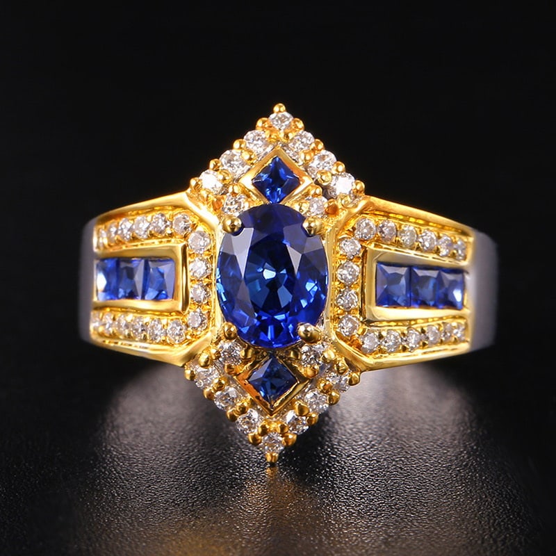 14k Gold 1.58 Ct Natural Sapphire & Diamond Ring (1 of 5)