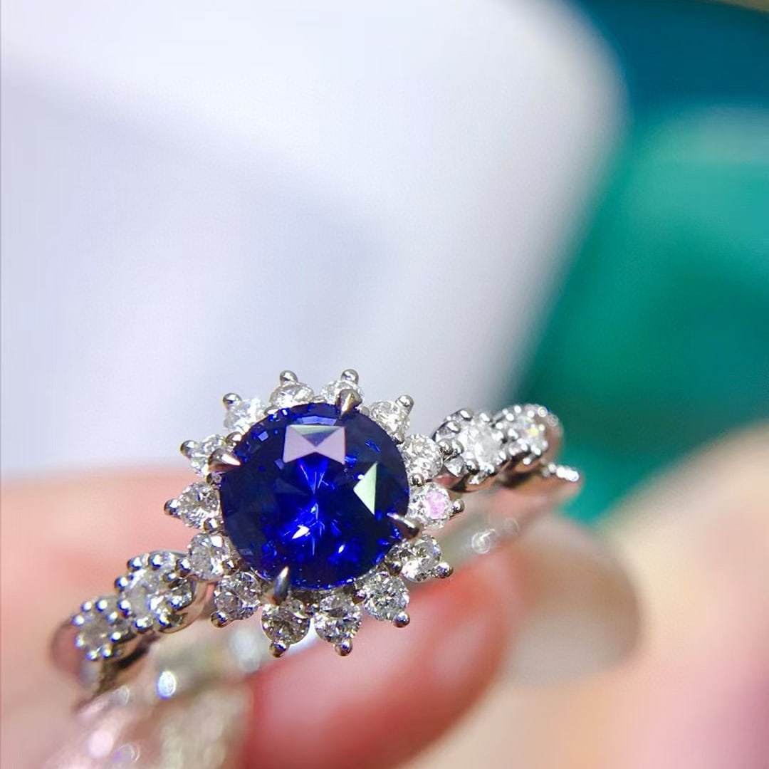 14k Gold 1.23 Ctw Natural Sapphire & Diamond Ring (1 of 4)