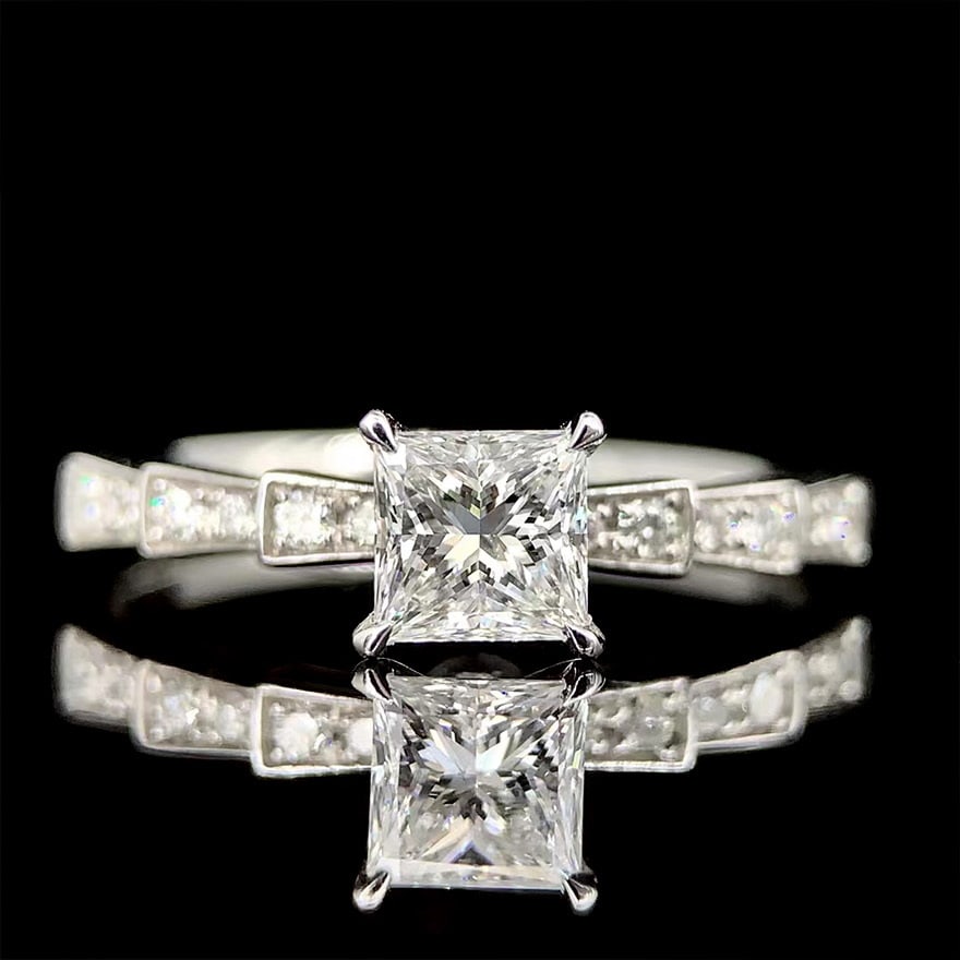 Gia Certified 14k Gold 1 Ct Natural G Si1 Princess Diamond Ring (1 of 7)