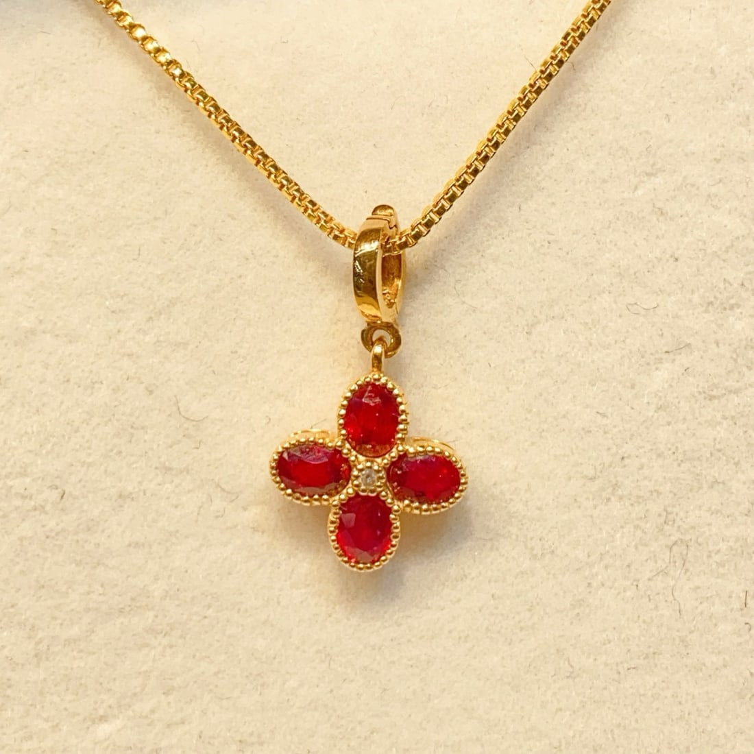 14k Gold 0.8 Ct Natural Ruby & Diamond Pendant( Without Chain ) (1 of 6)