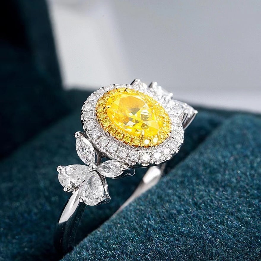 14k Gold 1.75 Ctw Natural Yellow Diamond & Diamond Ring (1 of 4)