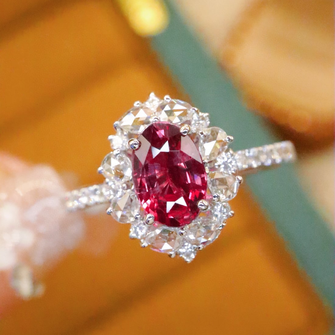 14k Gold 1.38 Ctw Natural Ruby & Diamond Ring: Ref:231066280 // gold content:14k gold // ring size:7. 25us // // main gemstone:ruby // shape:oval // carat weight:1. 00ct // color:red // treatment:natural // // adjacent gemstone 2 : diamond // numb