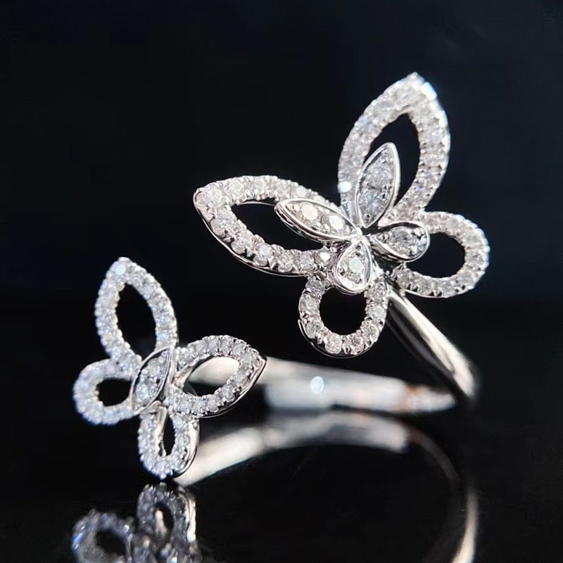 14k Gold 0.35 Ct Natural H Diamond & Butterfly Ring (1 of 5)