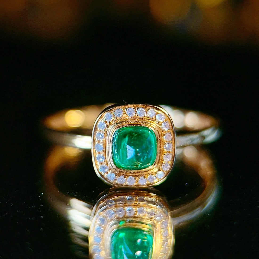 14k Gold 0.5 Ct Natural Emerald & Diamond Ring (1 of 6)