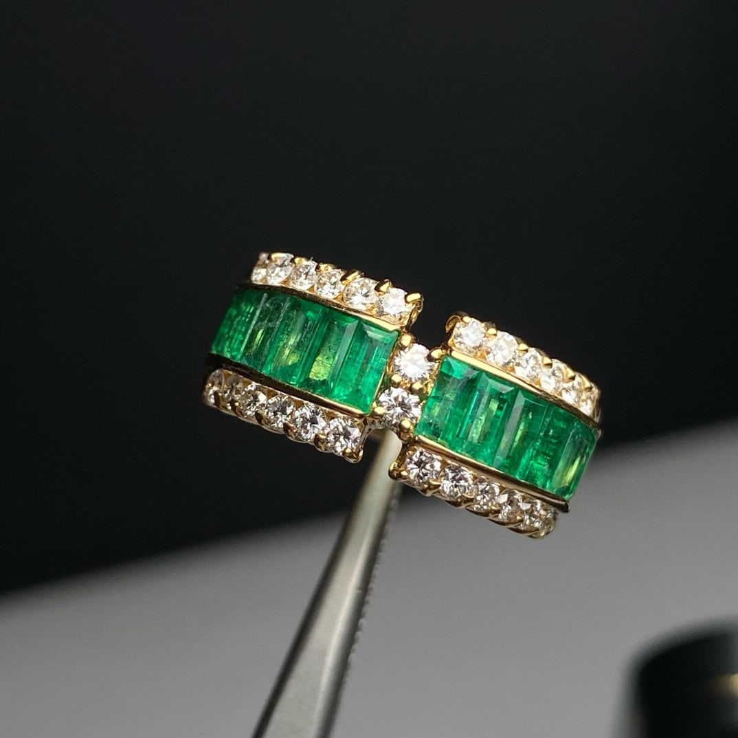 14k Gold 1.99 Ctw Natural Emerald & Diamond Ring (1 of 4)