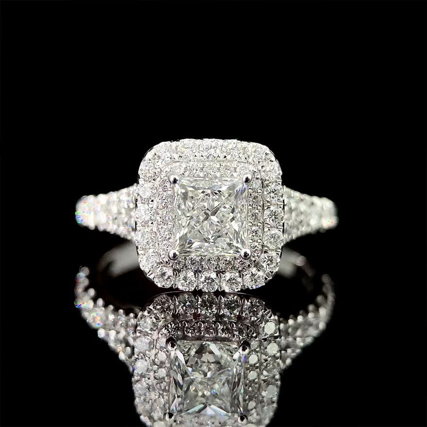 Gia Certified 14k Gold 1 Ct Natural E Vs2 Princess Diamond Ring (1 of 7)