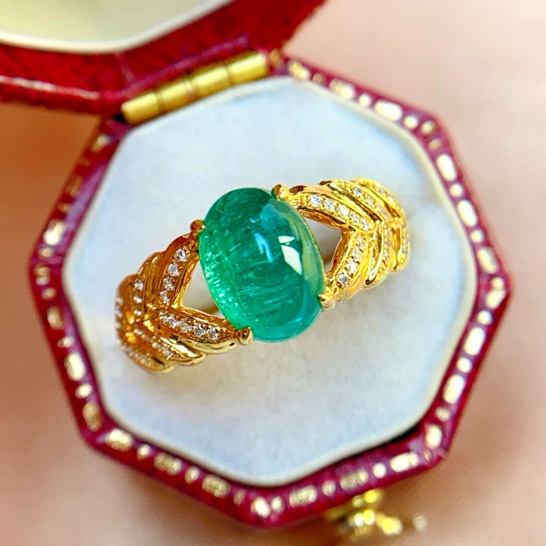 14k Gold 2.00 Ct Natural Emerald & Diamond Ring (1 of 6)