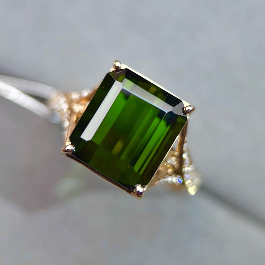 14k Gold 6.01 Ctw Natural Tourmaline & Diamond Ring (1 of 6)