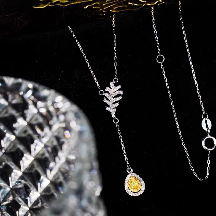 14k Gold 0.40 Ct Natural Color Diamond Necklace (1 of 5)