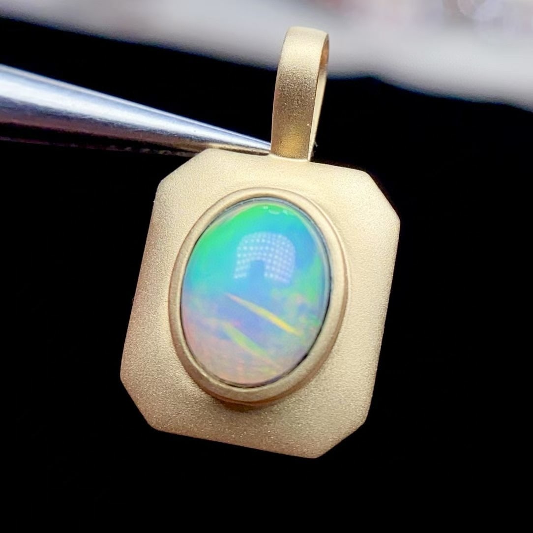 14k Gold 1.21 Ct Natural Opal Pendant( Without Chain ) (1 of 6)
