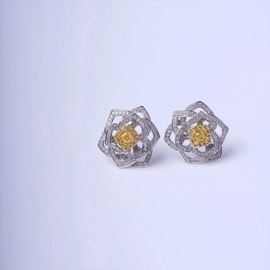 14k Gold 0.80 Ct Natural Color Diamond Earrings - 4