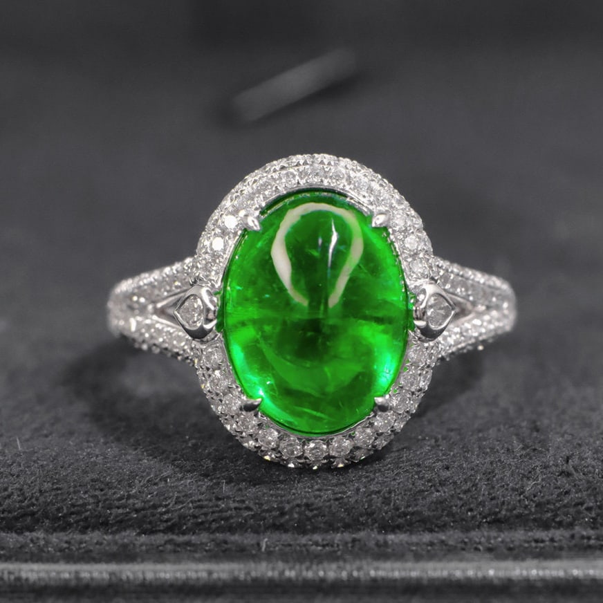 14k Gold 3.6 Ct Natural Emerald & Diamond Ring (1 of 5)