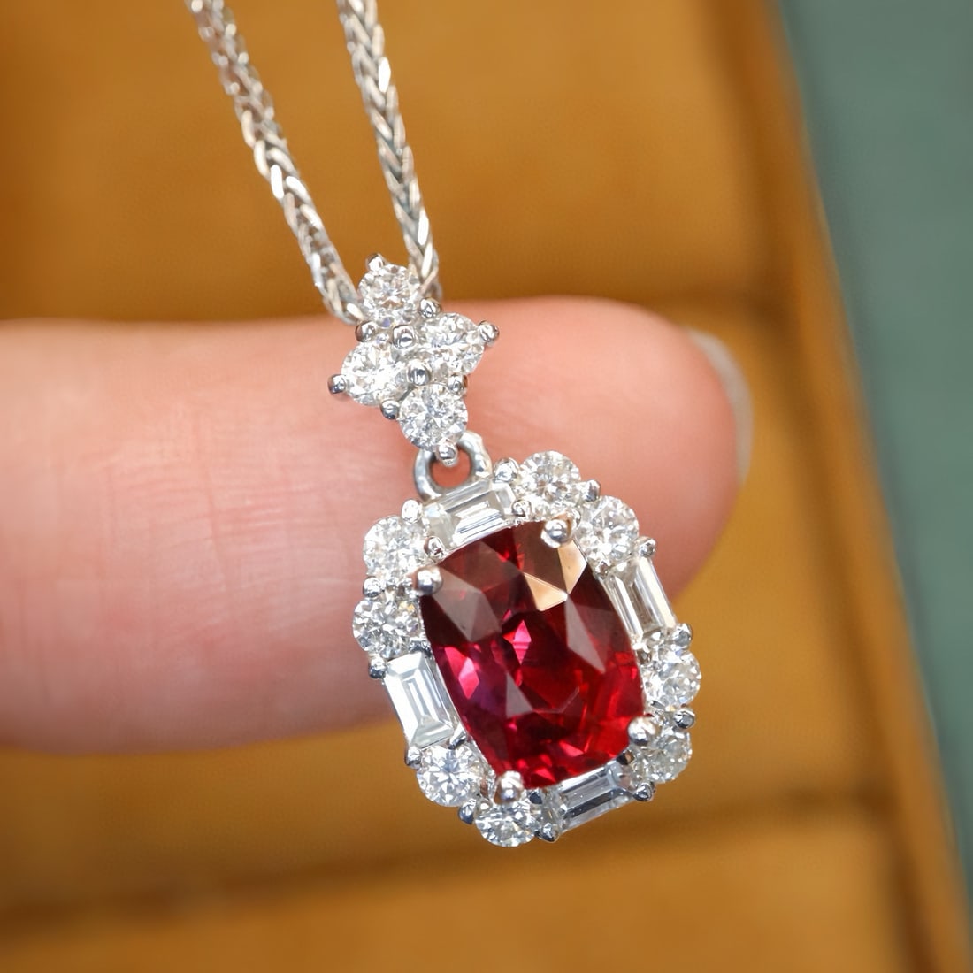 14k Gold 1.52 Ctw Natural Ruby & Diamond Pendant( Without Chain ) (1 of 5)