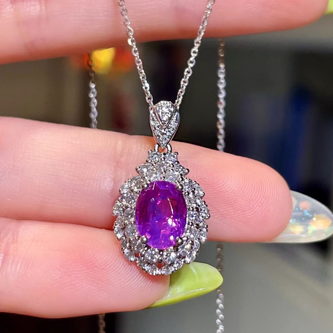 14k Gold 3.01 Ctw Natural Sapphire & Diamond Pendant( Without Chain ) (1 of 4)