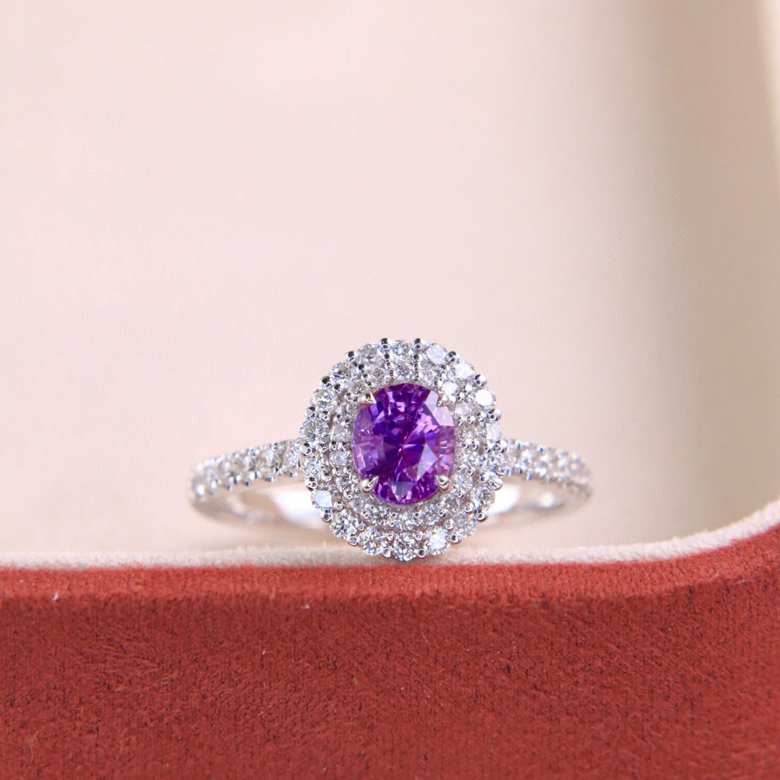 14k Gold 1.51 Ctw Natural Sapphire & Diamond Ring: Ref:231070344 // gold content:14k gold // ring size:7. 25us // // main gemstone:sapphire // shape:oval // carat weight:1. 05ct // color:purple // treatment:natural // // adjacent gemstone 2 :