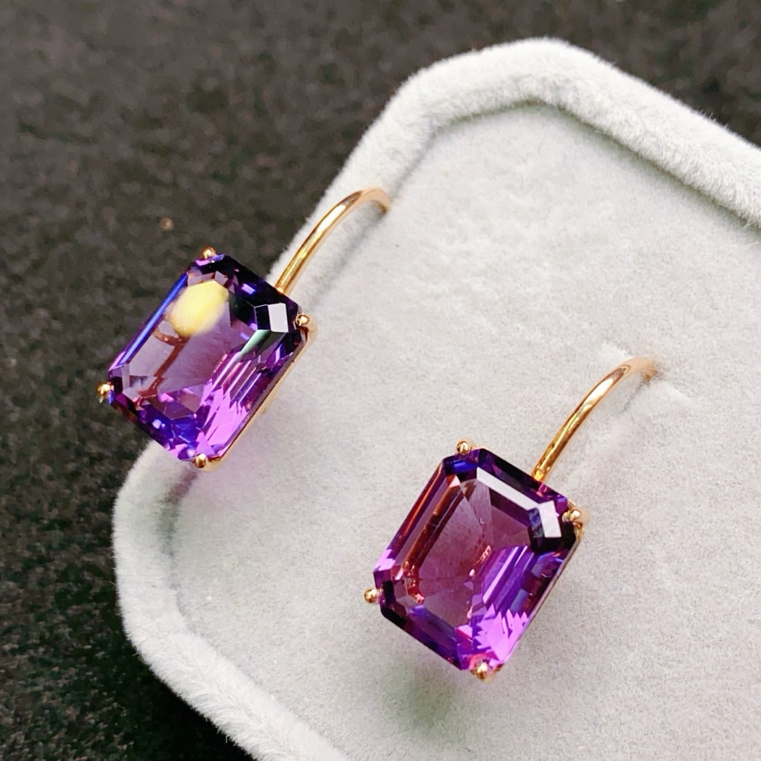 14k Gold 9.95 Ct Natural Amethyst Earrings - 3