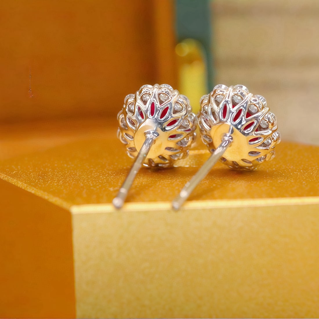 14k Gold 1.43 Ctw Natural Ruby & Diamond Earrings - 4