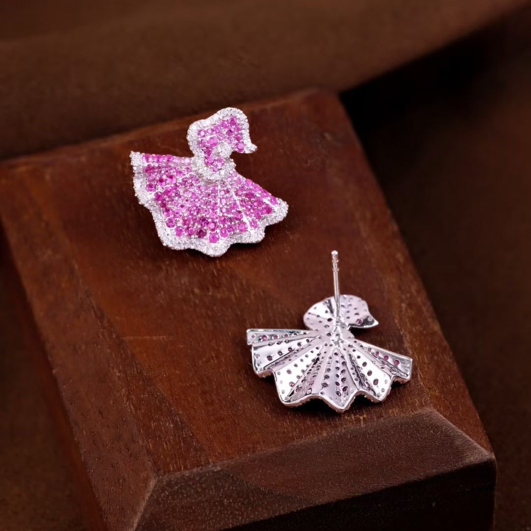 14k Gold 2.52 Ctw Natural Sapphire & Diamond Earrings - 3