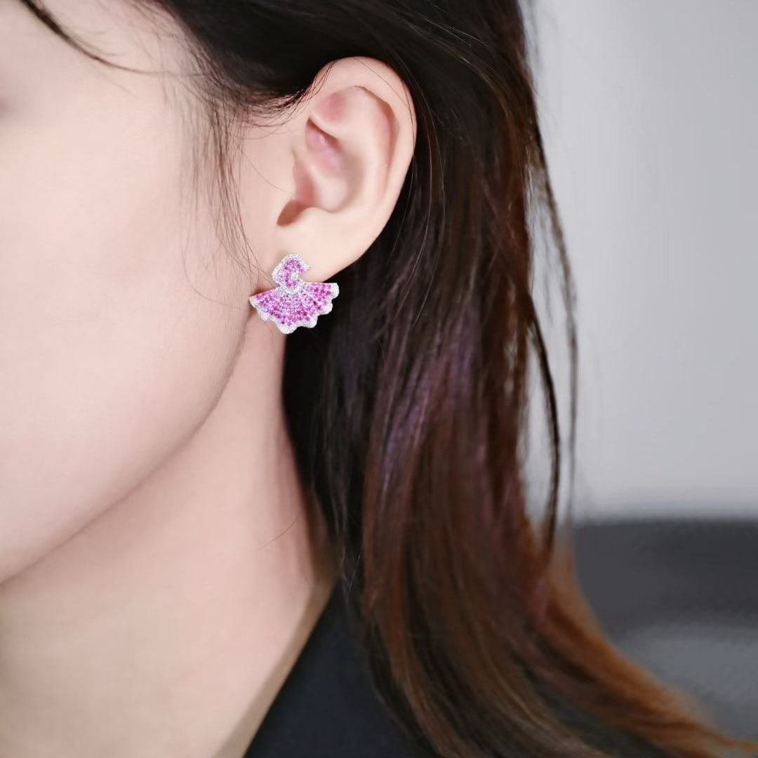 14k Gold 2.52 Ctw Natural Sapphire & Diamond Earrings - 5