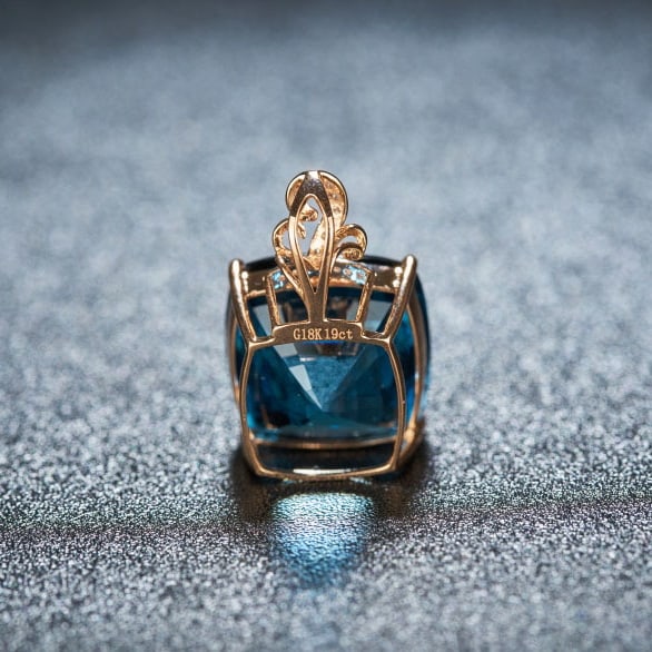 14k Gold 19 Ct Natural Topaz & Diamond Pendant( Without Chain ) - 5