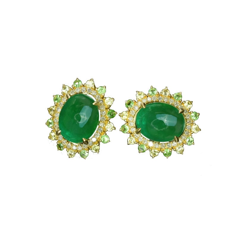 14k Gold 3.44 Ctw Natural Emerald & Diamond Earrings - 3