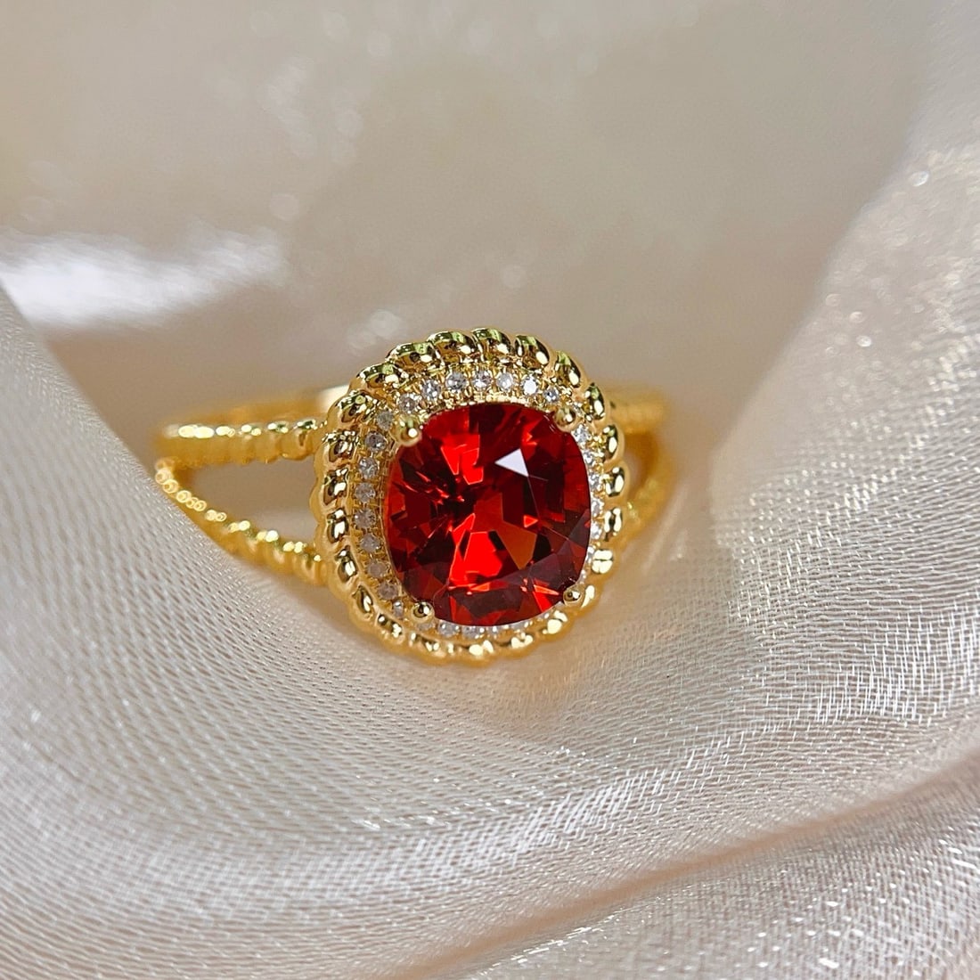 14k Gold 2.55 Ct Natural Spessartine & Diamond Ring (1 of 9)