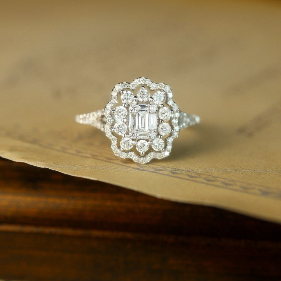 14k Gold 0.80 Ct Natural H Diamond Ring: Ref:231072138 // gold content:14k gold // ring size:7. 25us // // main gemstone:diamond // shape:multiple // carat weight:0. 80ct // clarity grade:vs-si // color:h // treatment:natural //