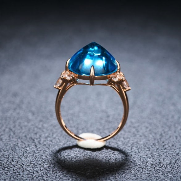 14k Gold 9.58 Ctw Natural Topaz & Sapphire Ring - 6