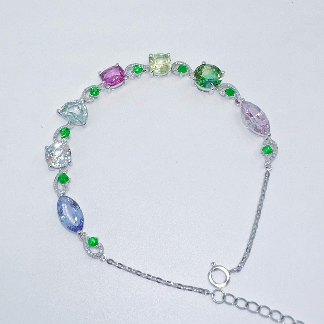 14k Gold 11.09 Ctw Natural Sapphire & Diamond Bracelet (1 of 5)