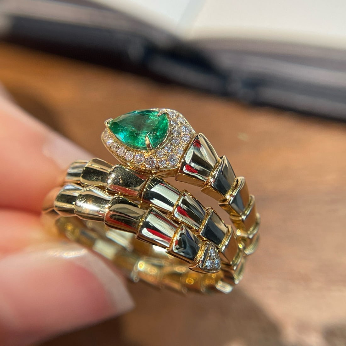 14k Gold 0.4 Ct Natural Emerald & Diamond Ring (1 of 8)