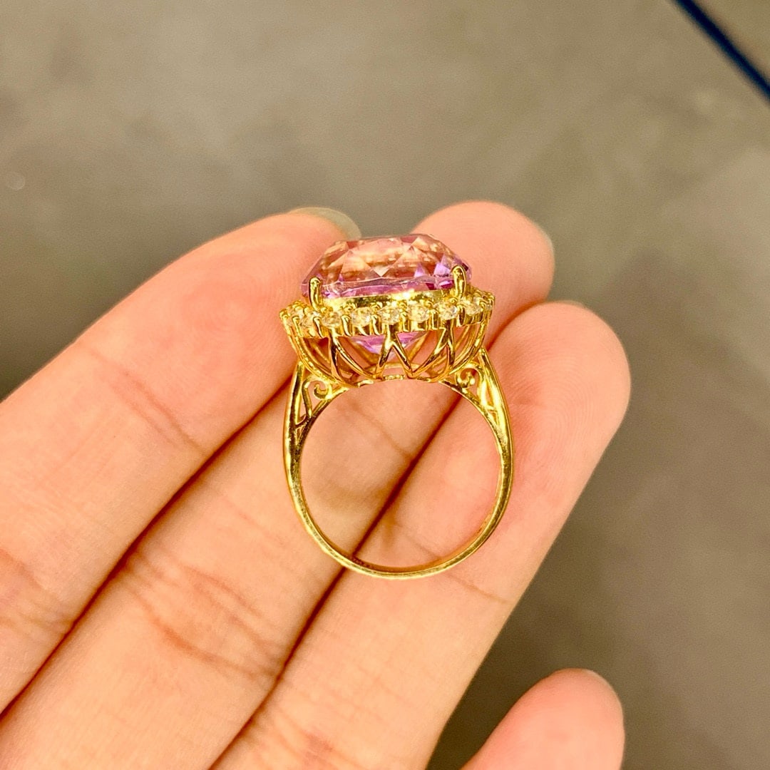 14k Gold 15.78 Ctw Natural Kunzite & Spinel Ring - 5