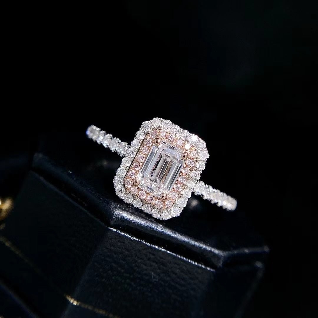 Gia Certified 14k Gold 0.50 Ct Natural D Si2 Emerald Diamond Ring (1 of 6)