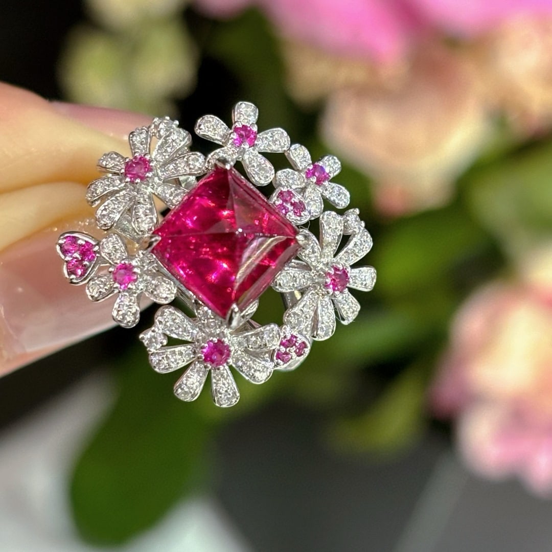 14k Gold 3.22 Ct Natural Spinel & Diamond Ring - 2