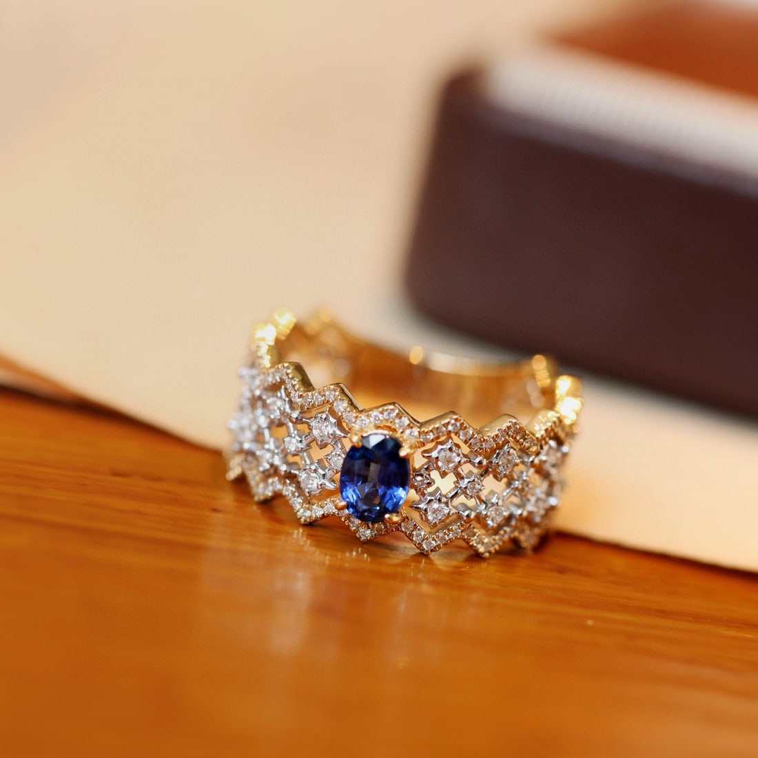 14k Gold 1.05 Ctw Natural Sapphire & Diamond Ring: Ref:231074156 // gold content:14k gold // ring size:7. 25us // // main gemstone:sapphire // shape:oval // carat weight:0. 55ct // color:blue // treatment:natural // // adjacent gemstone 2 :