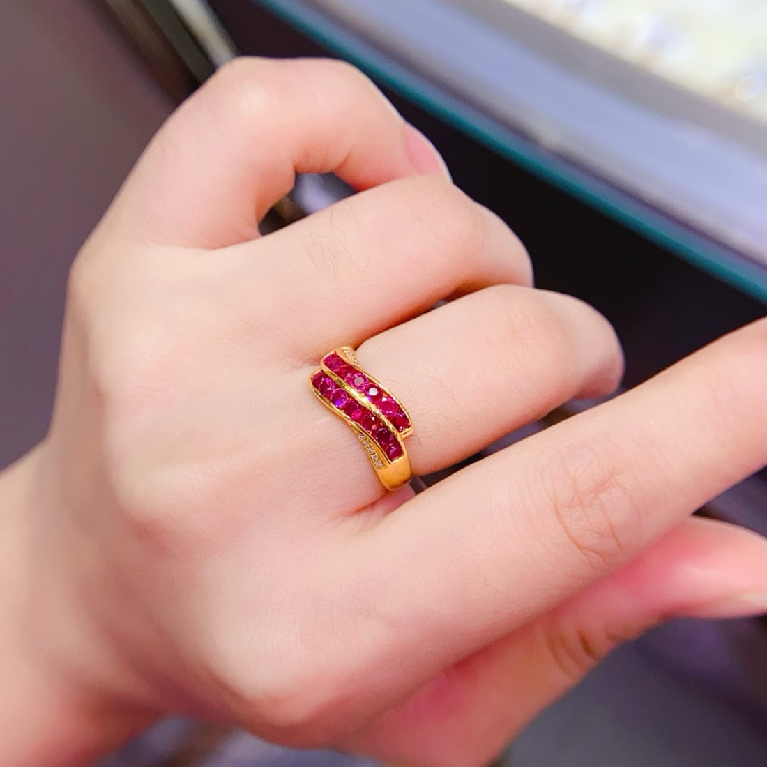 14k Gold 1.2 Ct Natural Ruby & Diamond Ring - 6