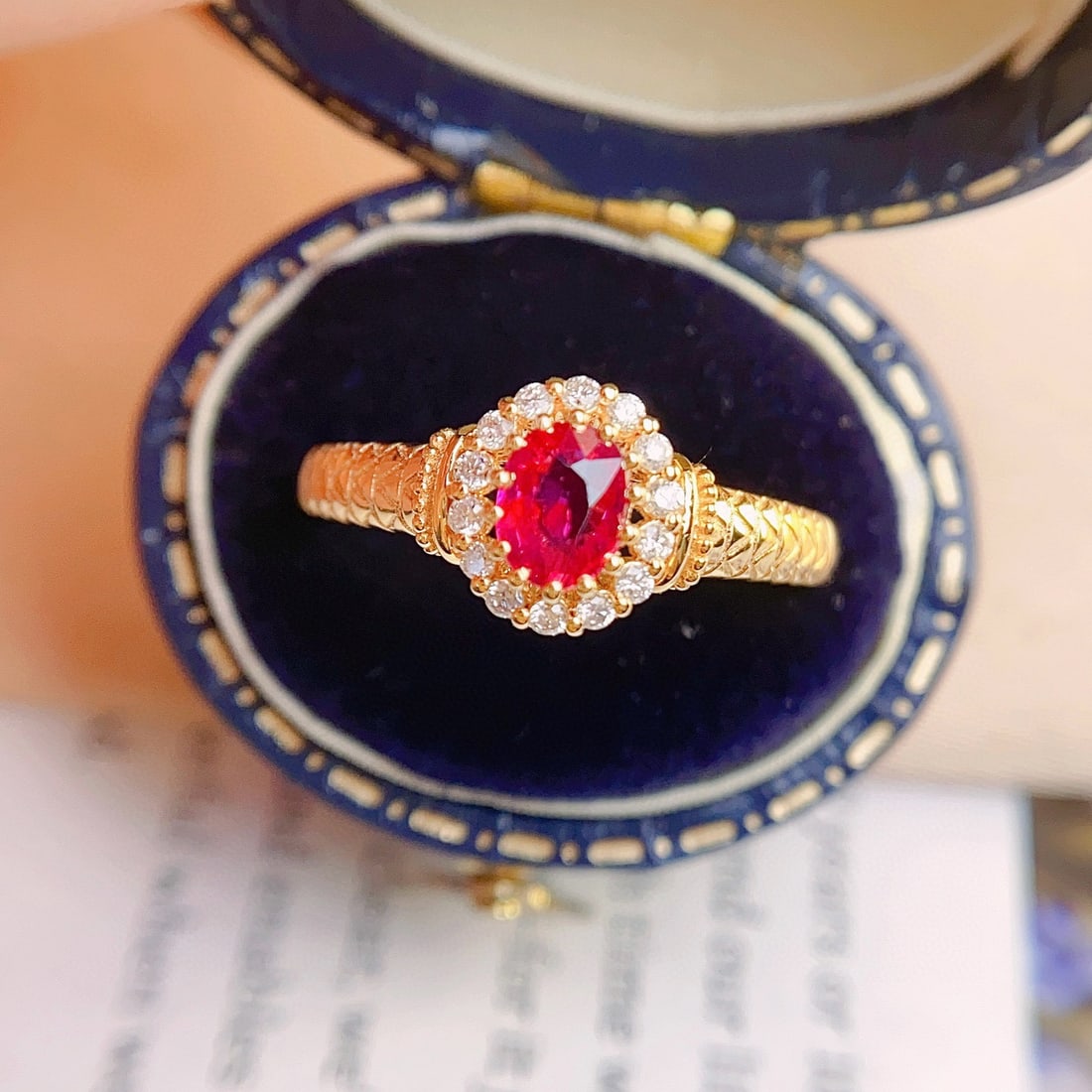 14k Gold 0.58 Ct Natural Ruby & Diamond Ring: Ref:231074365 // gold content:14k gold // ring size:7. 25us // // main gemstone:ruby // shape:oval // carat weight:0. 58ct // color:red // treatment:natural // // adjacent gemstone 2 : diamond // numb