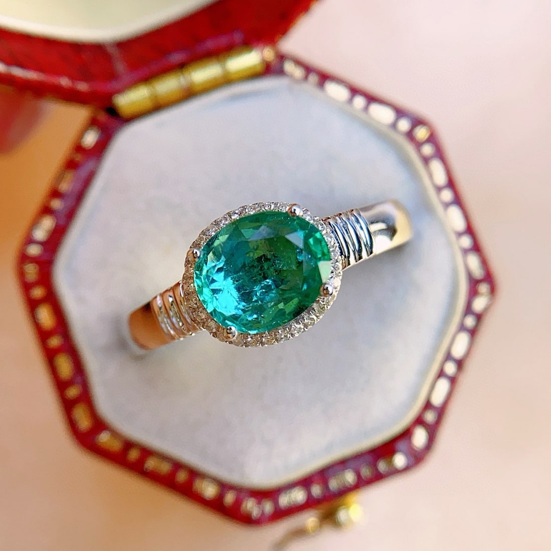14k Gold 1.15 Ct Natural Emerald & Diamond Ring (1 of 7)