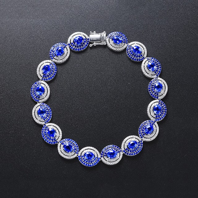 14k Gold 7.71 Ctw Natural Sapphire & Diamond Bracelet (1 of 6)
