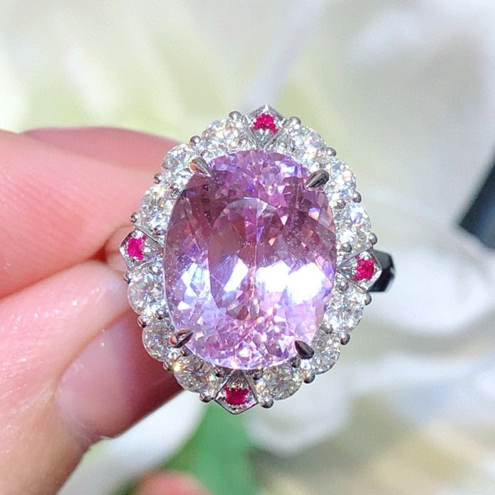 14k Gold 7.7 Ct Natural Kunzite & Diamond Ring (1 of 7)