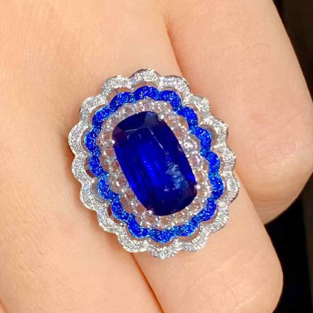 14k Gold 3.3 Ct Natural Sapphire & Diamond Ring (1 of 5)