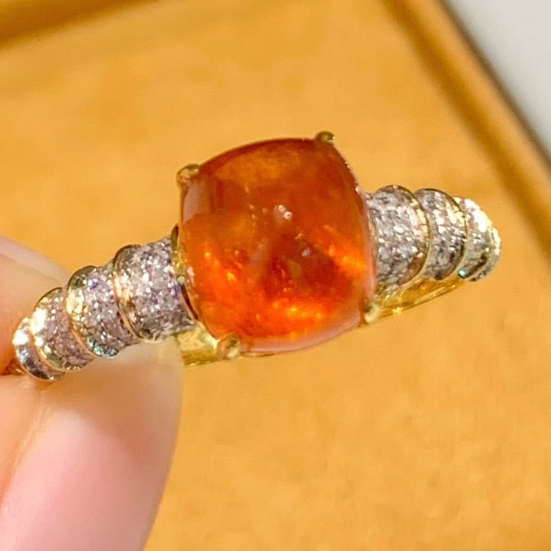 14k Gold 3.6 Ct Natural Spessartine & Diamond Ring (1 of 7)