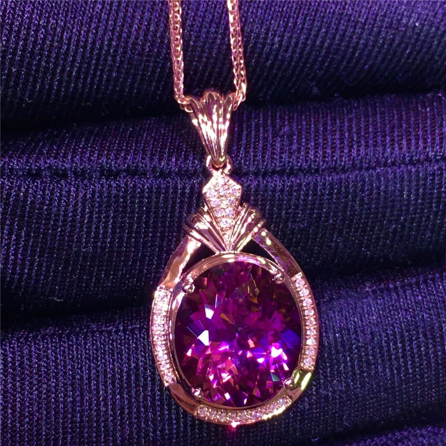 14k Gold 5.8 Ct Natural Tourmaline & Diamond Pendant( Without Chain ) (1 of 8)