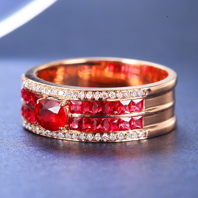 14k Gold 1.37 Ctw Natural Ruby & Ruby Ring - 2