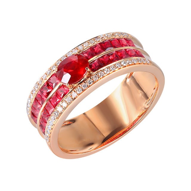 14k Gold 1.37 Ctw Natural Ruby & Ruby Ring - 5