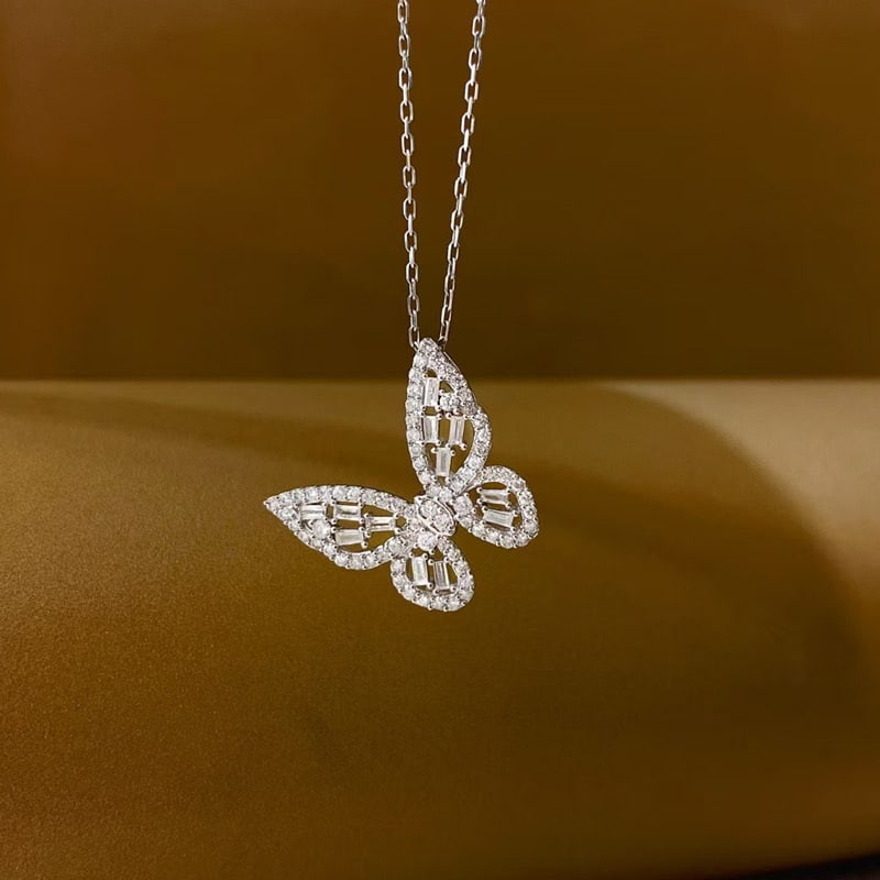 14k Gold 0.45 Ct Natural H Diamond & Butterfly Pendant( Without Chain ) (1 of 5)