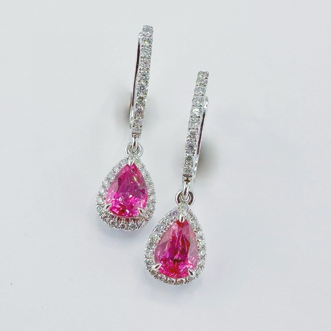 14k Gold 2.45 Ctw Natural Ruby & Diamond Earrings (1 of 4)